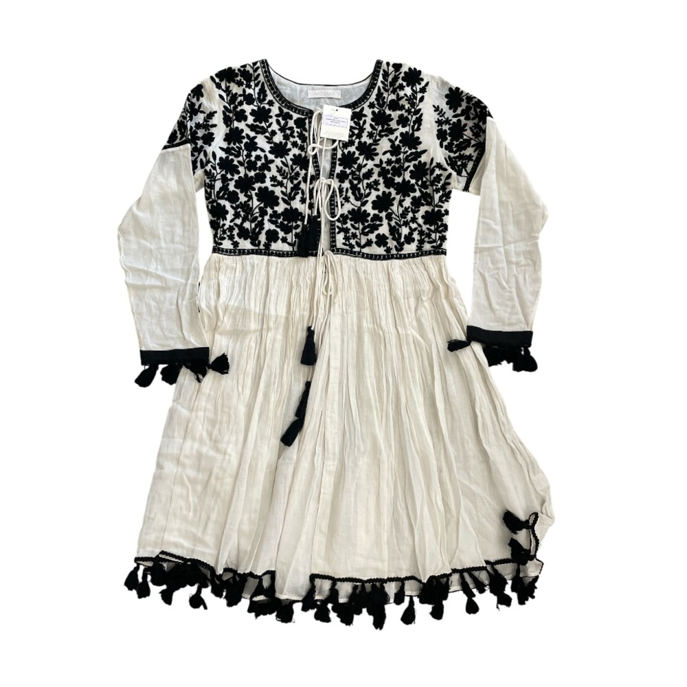 Carolina K Imogen Embroidered Tasseled Kimono Dress.